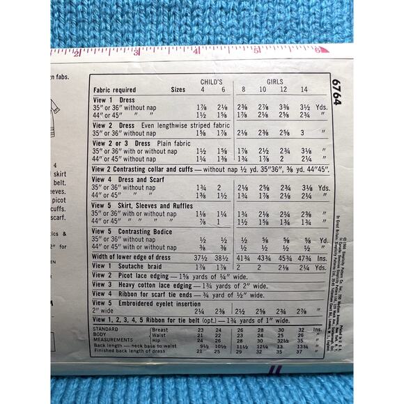 Simplicity 6764 pattern girls dress fit and flare ruffle sleeve 1960s size 14 - Picture 5 of 5